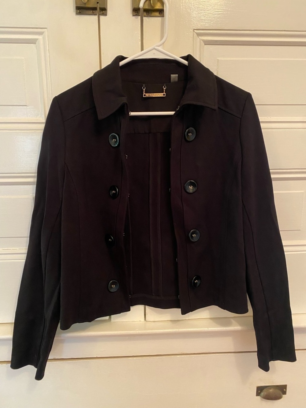 T Tahari Black Button-Front Blazer